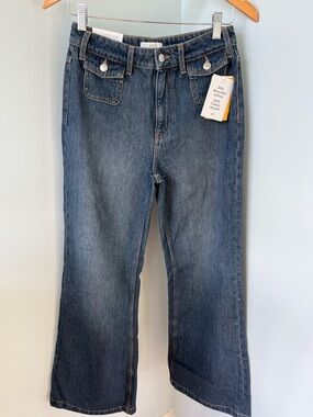 H&M Blue High-Rise Wide Leg Jeans